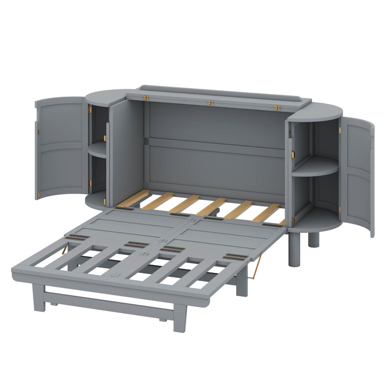 Plateforme moderne pliable avec motif tissé, Gris, Double