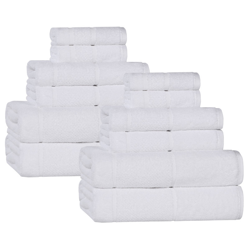 Ensemble de serviettes épaisses en mélange de coton à viscose Mile Smart Twist, Blanc, Ensemble 12 pièces 12 pièces
