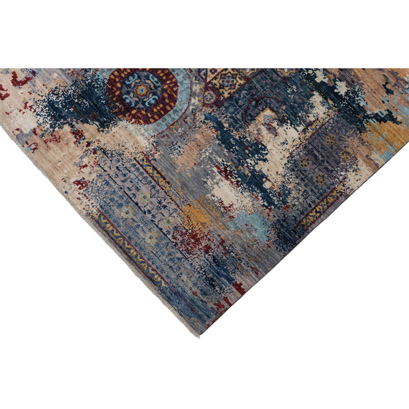 High-Quality Hand-Knotted Blue And Navy Area Rug