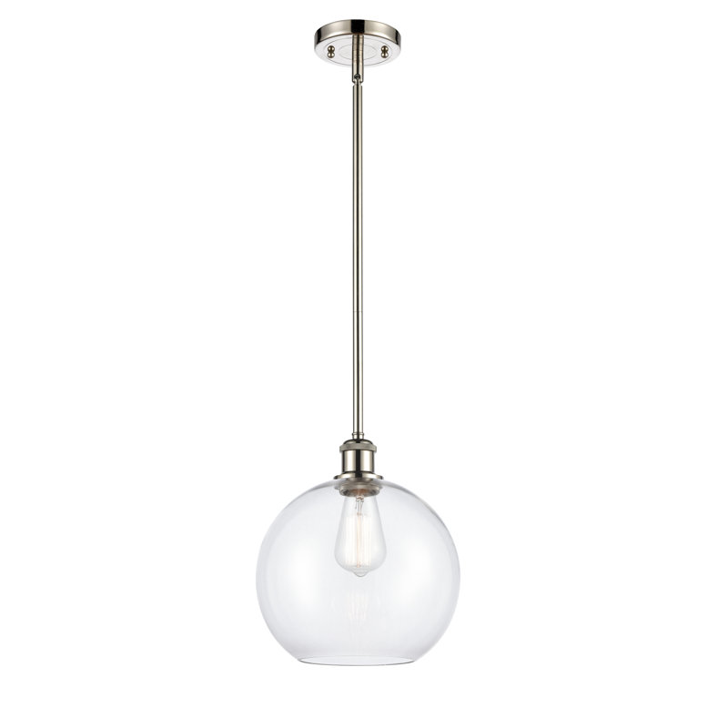 Luminaire suspendu sphère 1 lumière Baran, Ampoule non incluse, Transparent, Nickel poli