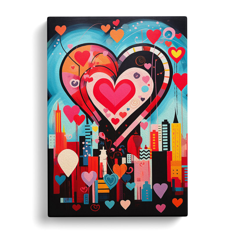 Love Heart Constructivism - Wrapped Canvas, 50cm H x 35cm W x 3cm D