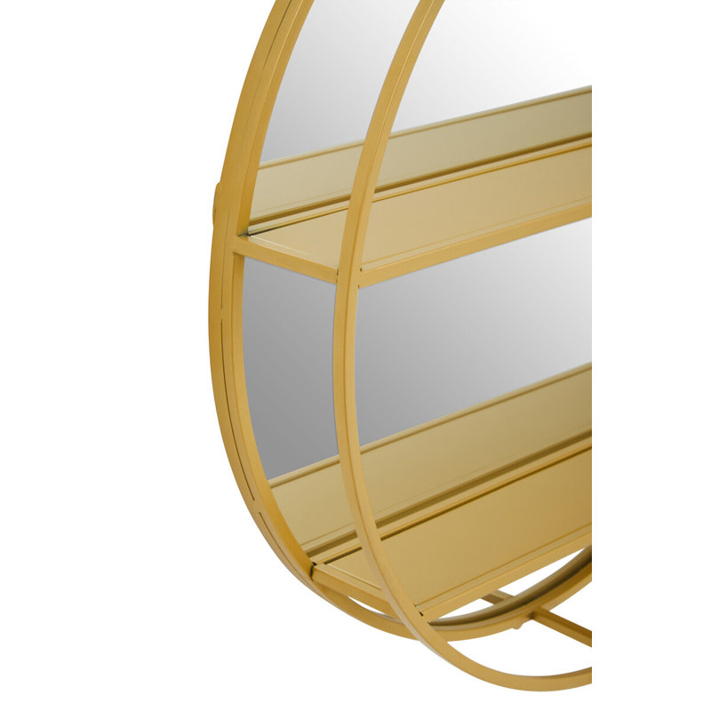 Alfons Metal Round Mirror with Shelves