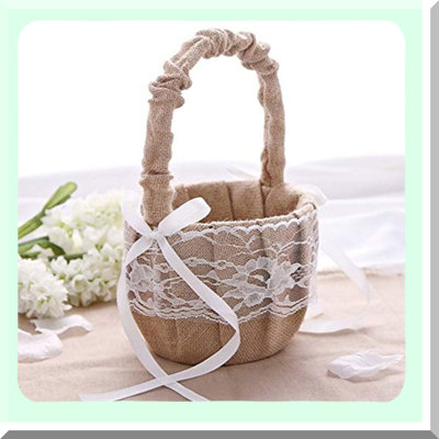 Vintage Rustic Flower Girl Basket for Weddings