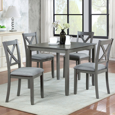 Ensemble de table de salle à manger 5 pièces en bois avec 4 chaises, ensemble pour 4 personnes et 4 personnes