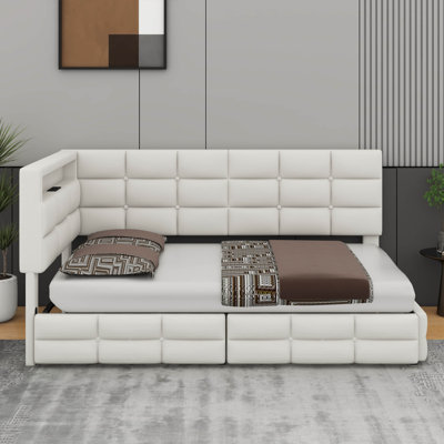 Twin Size Daybed With Storage 2 Drawers And Charging Station