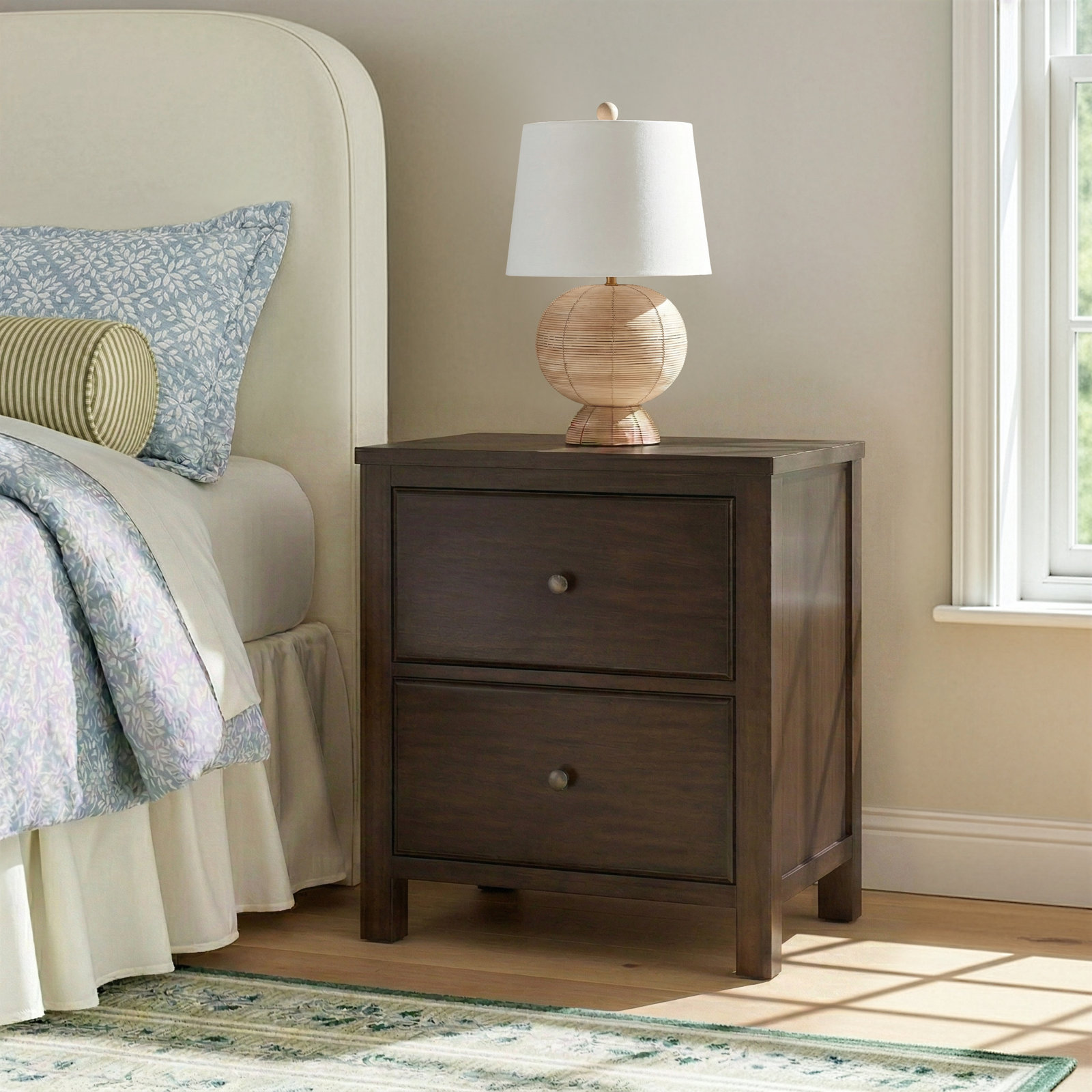 2-Drawer Mahogany Nightstand