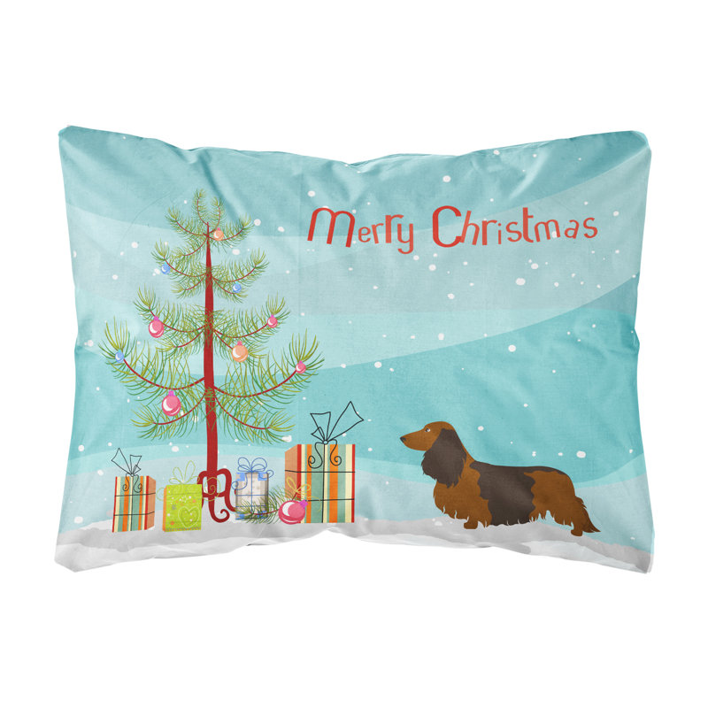  Coussin intérieur / extérieur Longhaired Dachshund Christmas