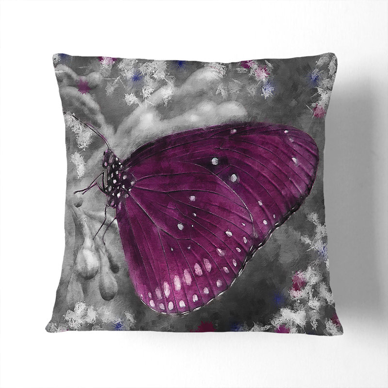 Abstract Square Throw Cushion, 40cm H x 40cm W x 15cm D, Black/Grey/Purple