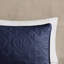 Couvre-lit double / grand bleu marine - 100% microfibre et rembourrage, matelassage en médaillon, lavable à la machine, texture réversible 3 pièces
