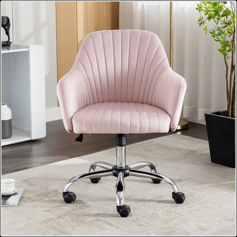 Chaise de bureau moderne, hauteur réglable, roulettes, Rose