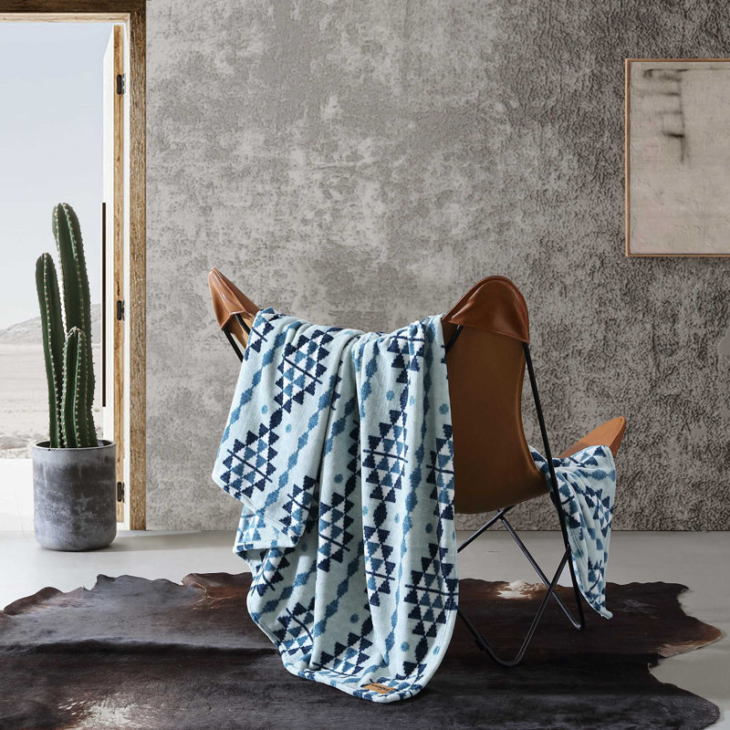 King Blue and White Reversible Fleece Blanket