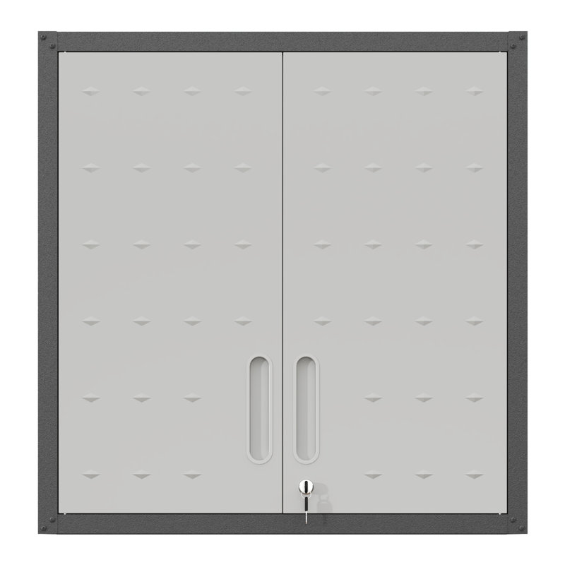 Armoire de rangement murale en métal avec porte verrouillable et 1 tablette 1 tiroir ouvert pour garage, entrepôt, assemblage requis