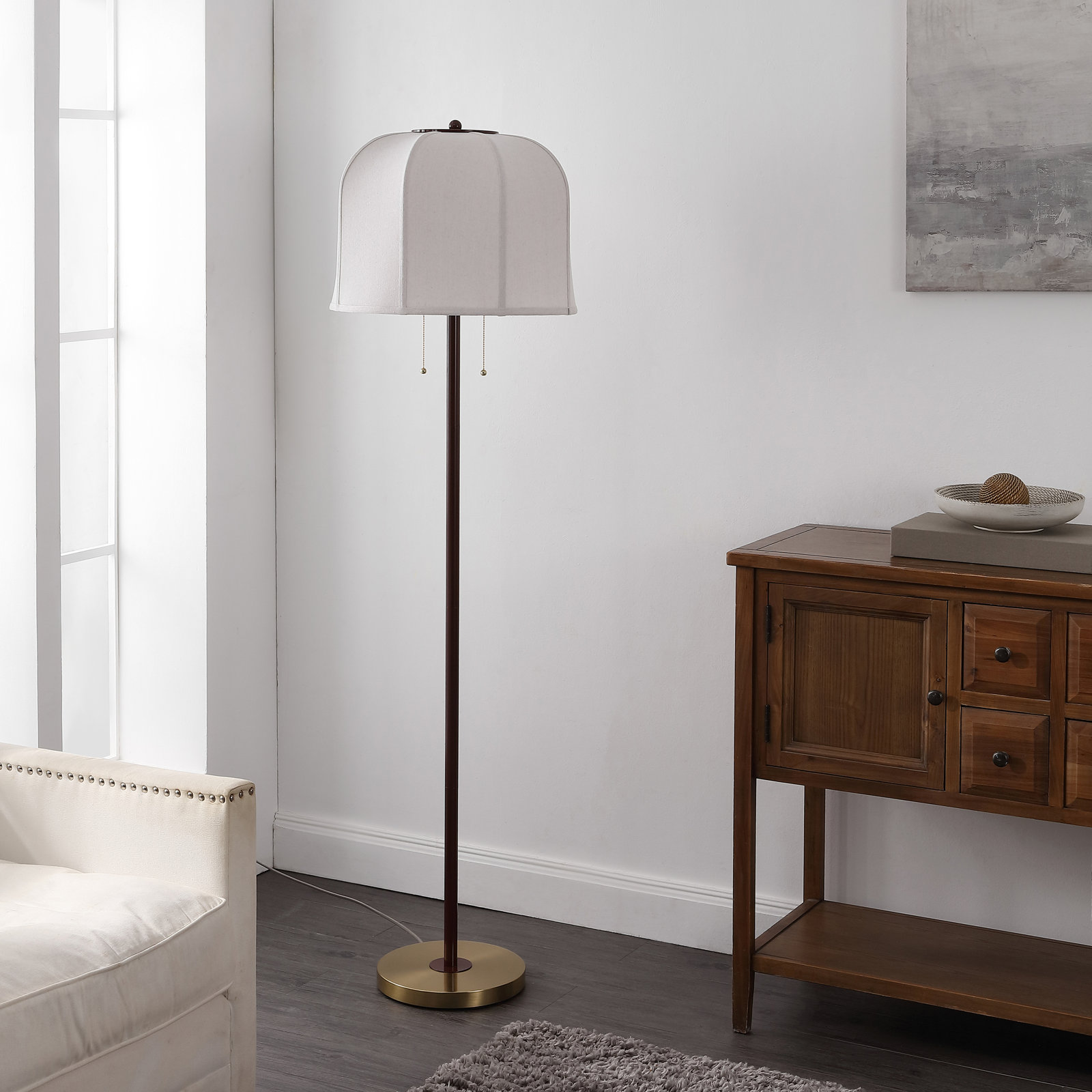 Masey 63.75" Cotton Shade Floor Lamp