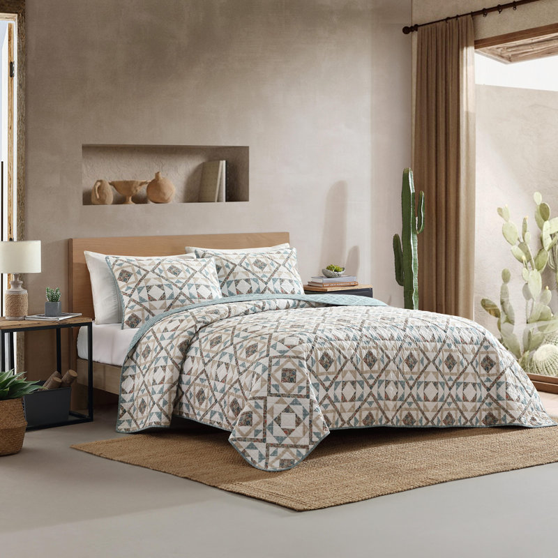 Ensemble de courtepointe réversible en coton Wrangler Annie, Courtepointe pour lit simple + 1 taie décorative 