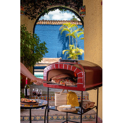 Talavera Clay Freestanding Wood Burning Pizza Oven in Reddish Brown