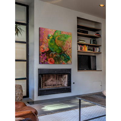 Great Green Parrots - Print on Canvas