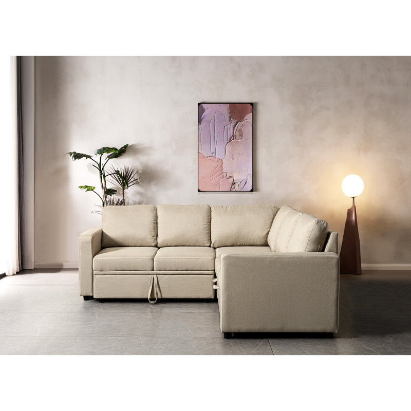Lit modulaire beige - parfait pour les petits espaces de vie Coussins confortables à 5 places avec dossier renforcé et bois 10 min