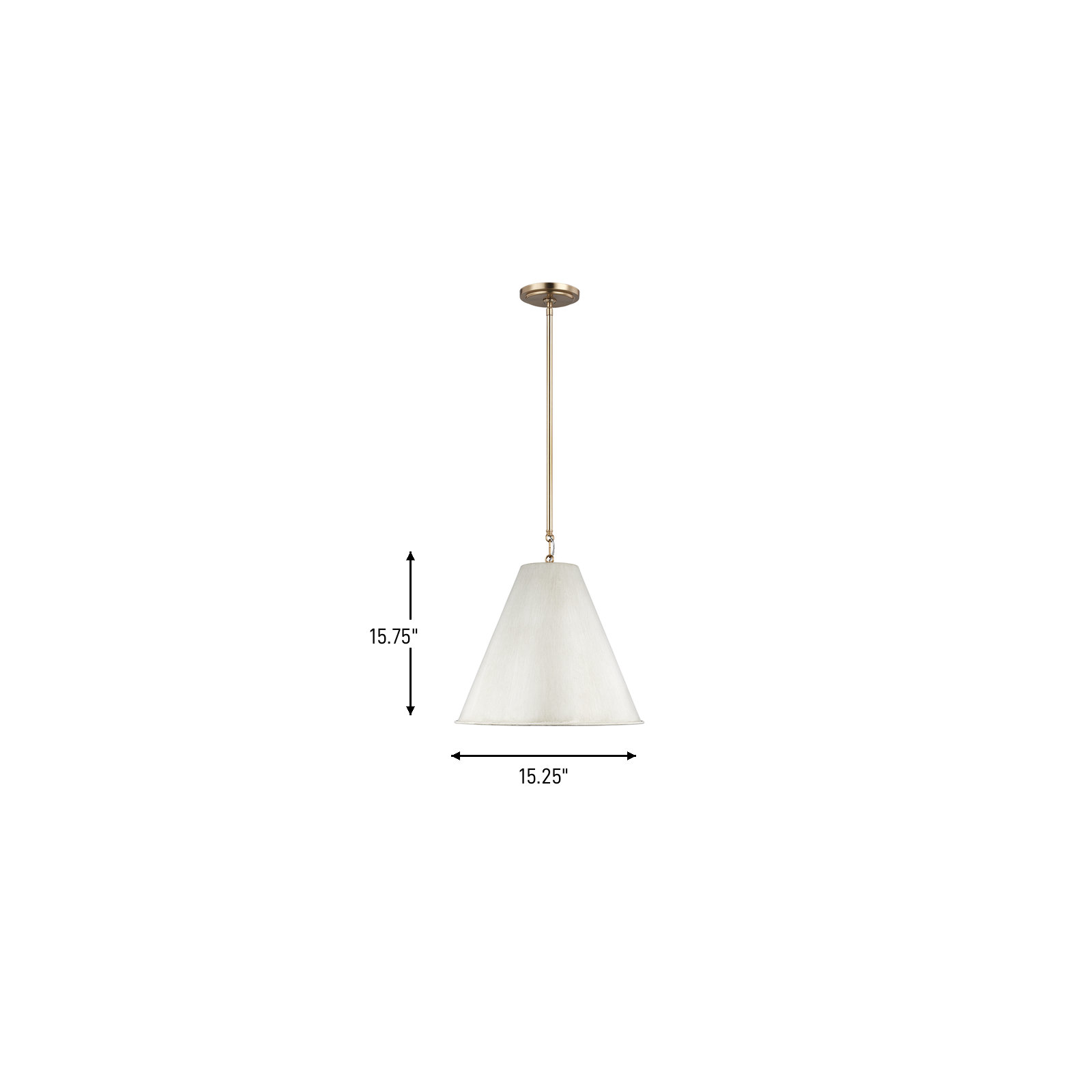 Camariae 1 - Light Single Cone Pendant, Satin Brass, Antique White