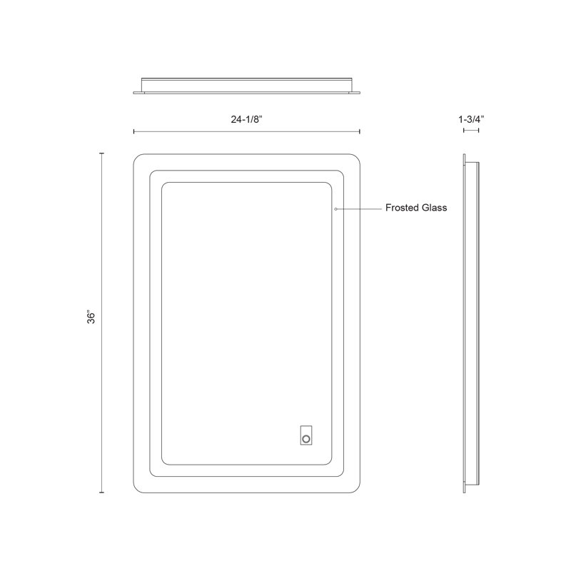 Seneca Rectangle Lighted Wall Mirror, 36"H x 24.12"W x 1.75"D