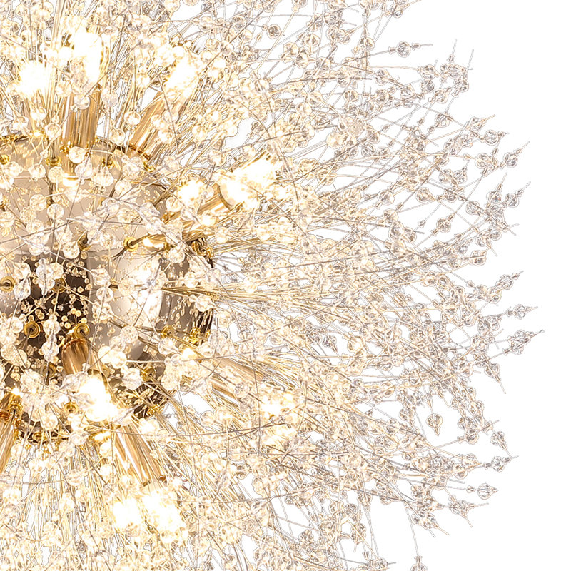 16-Light Crytal Sputnik Sphere Geometric Cluster Unique/Statement Chandelier, Gold
