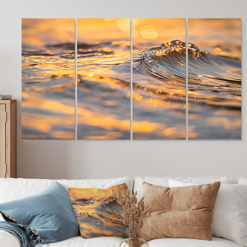 Saavedra - Ensemble de décoration murale 4 vagues côtières, H 28 po x l 48 po