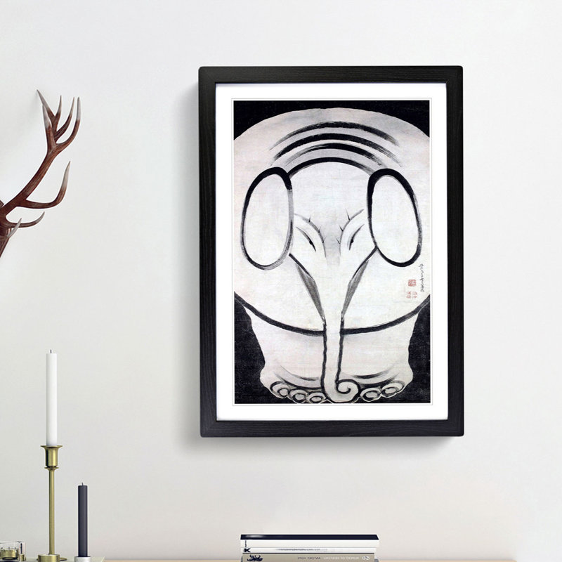 Elephant by Ito Jakuchu - Picture Frame Painting Print, 48cm H x 36cm W x 2cm D, Black Framed