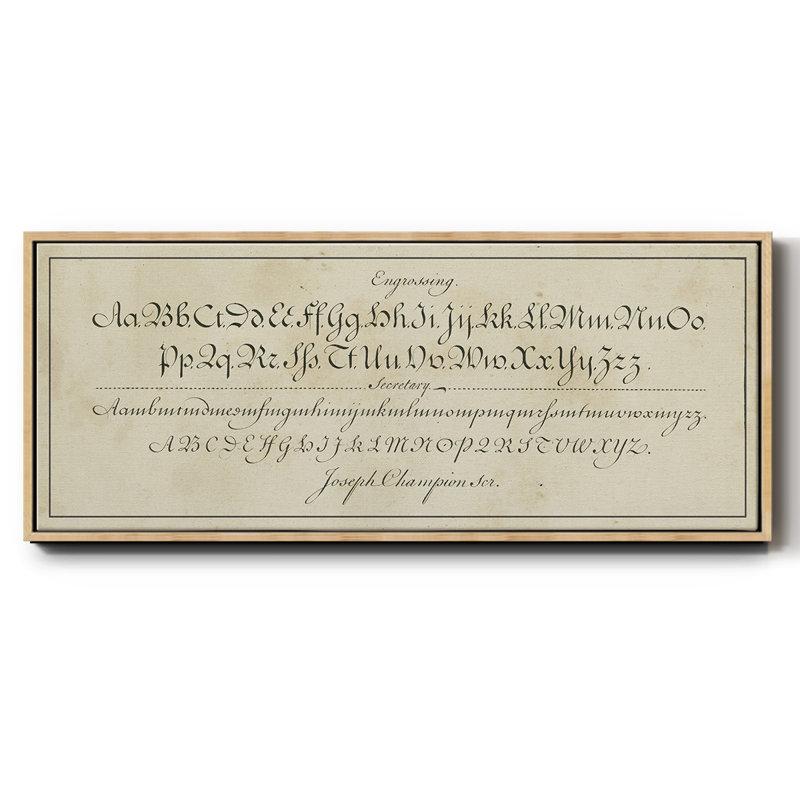 Manuscrit de l'échantillonneur en V - toile encadrée, H 8 po x l 20 po