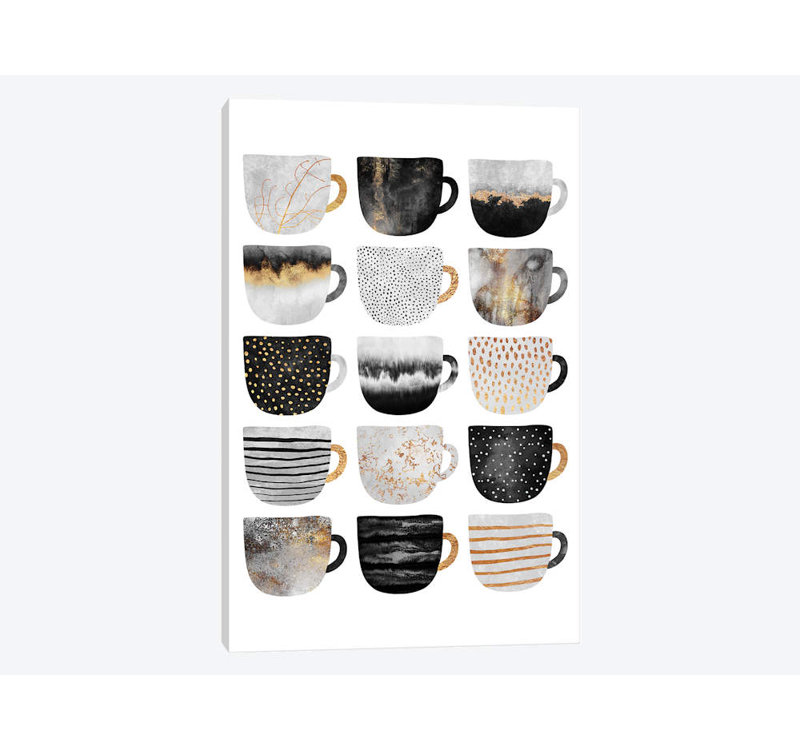 «Pretty Coffee Cups III» par Elisabeth Fredriksson - impression sur toile tendue, H 12 po x l 8 po x P 0,75 po, Toile tendue