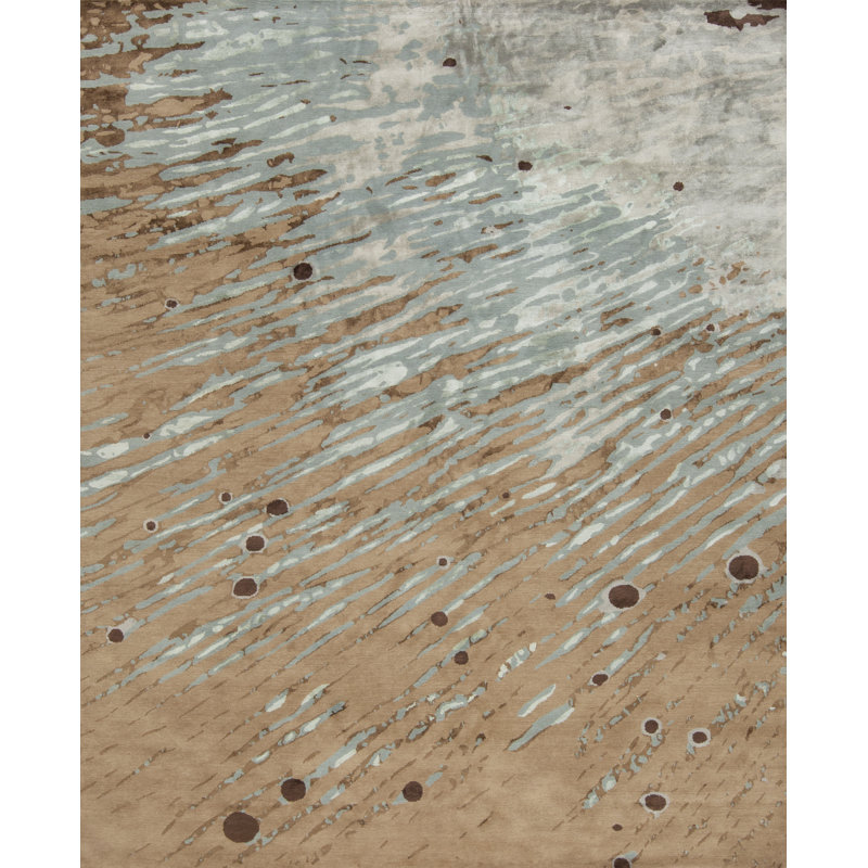 Modern Tibet Hand Knotted Abstract Area Rug, Rectangle 4' x 6'