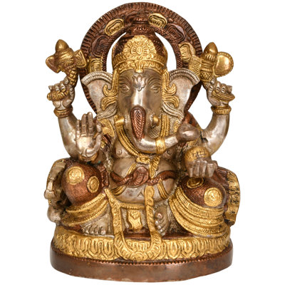 8" Handcrafted Brass Ganesha Statue - Traditional Hindu Elephant God Sculpture for Home Decor, Office Display & Meditation Altar - Indian Artisan Made