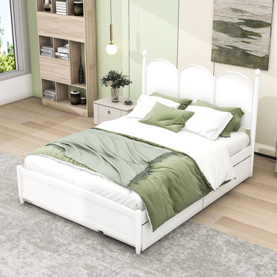 Giavana Queen-Sized Bed with Headboard, Built-in Storage, and Pull-Out Twin XL Trundle by Lark Manor