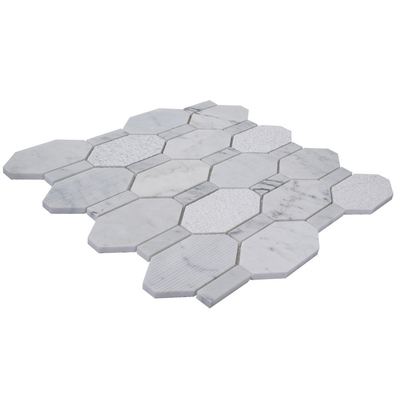Marble Honeycomb Mosaic Wall & Floor Tile, White/Gray