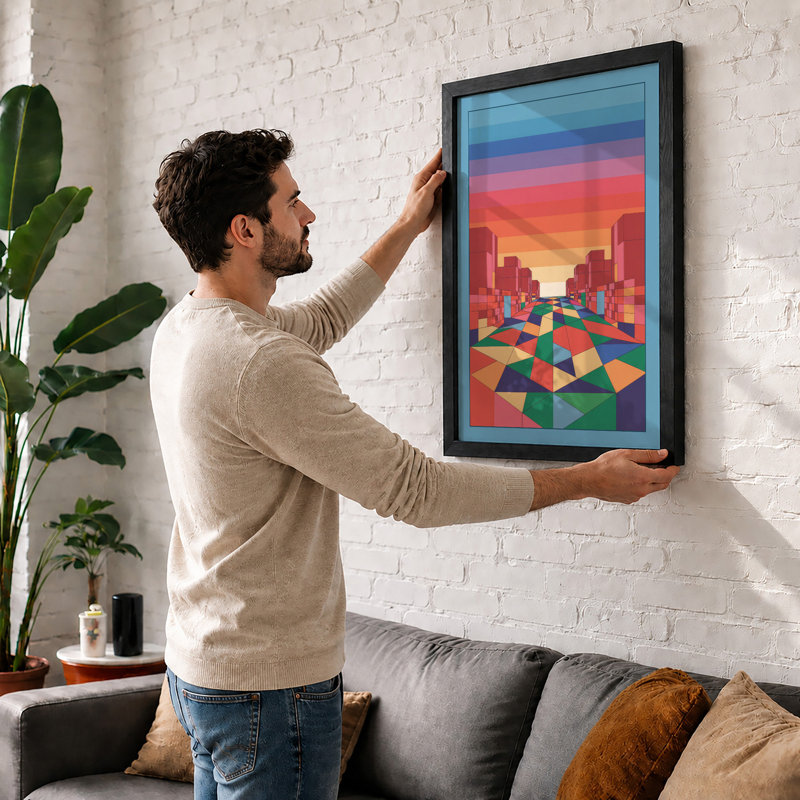 Urban Sunrise Street Modern - Print, A2 - 59.4 x 42.0 cm, Black