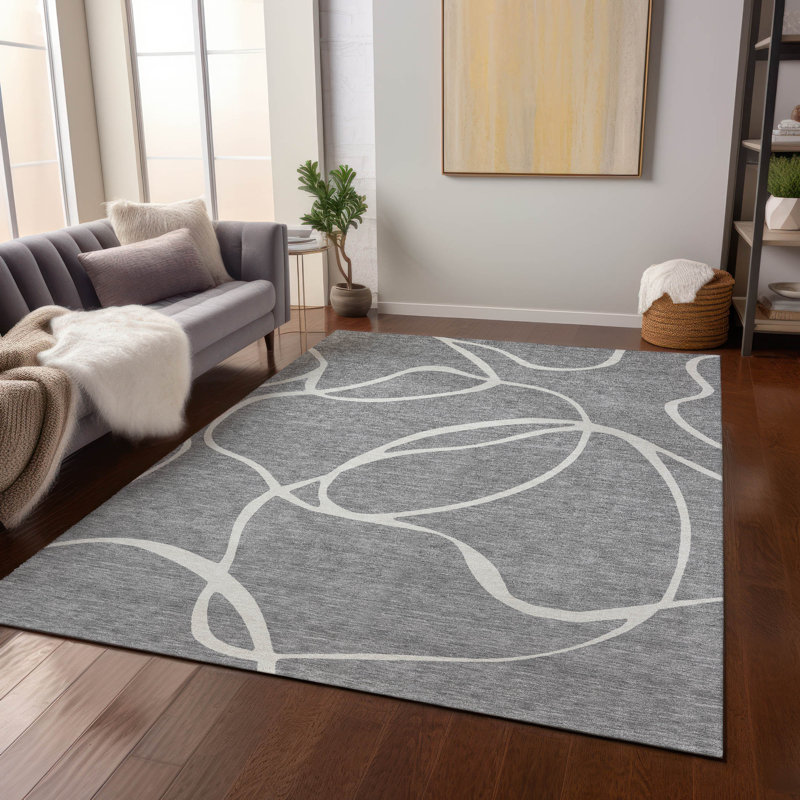 Tapis intérieur / extérieur gris Mirelle , 10 pi x 14 pi