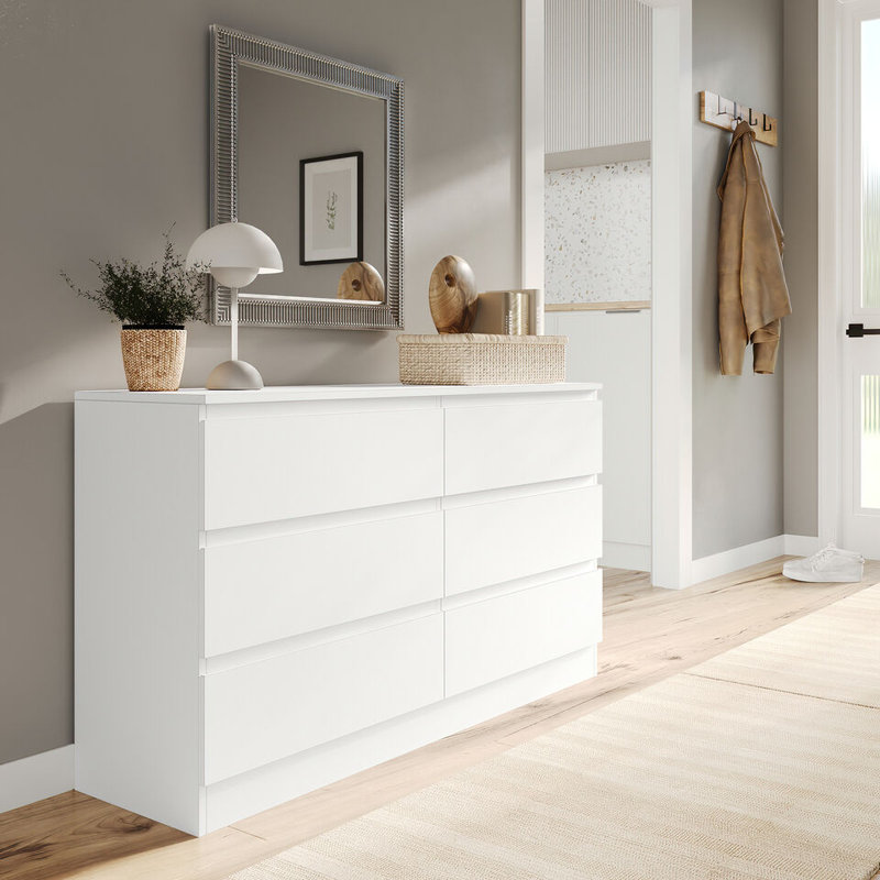 Sreyan Solid Wood 6 - Drawer Rectangle Accent Chest, White