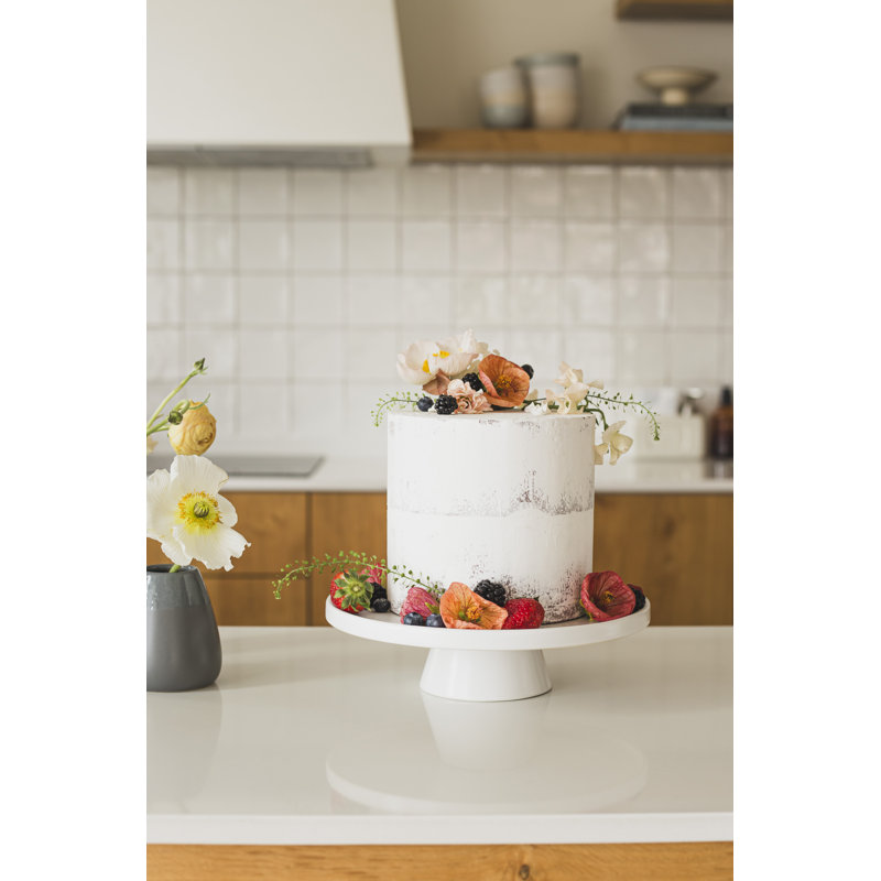 over&back Coupe Stoneware Round Cake Stand - Dessert Holder Perfect For Pies, Cakes, Cupcakes, Sweets, And More - All-occasion Decorative Display Dish - 11.1" D X 3" H - Semi-matte