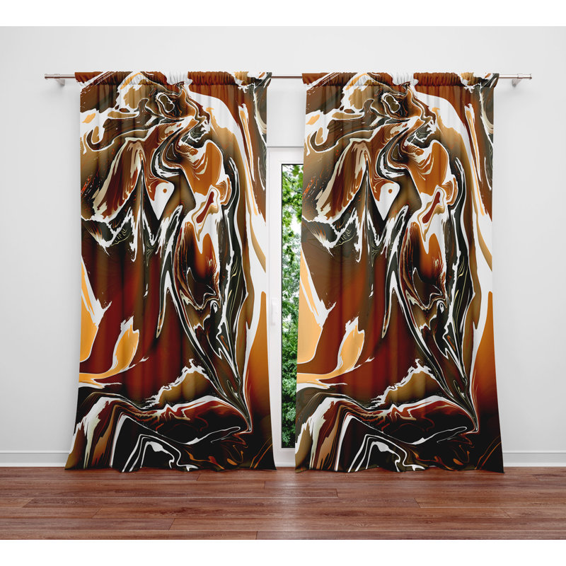 Semi Sheer Curtains / Drapes Pair, 40" W x 61" L, Brown