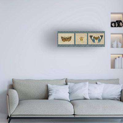 Art mural sur toile tendue - «English Manor Trio» par Gail Fraser - art mural horizontal 2 po pour décor de salon, de chambre à coucher ou de bureau - 10 x 32