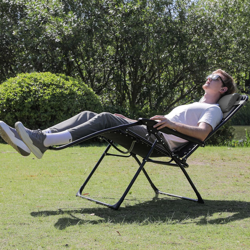 Zero Gravity Chairs, Outdoor Folding Patio Lounge Chairs For Outside Reclining Lawn Chairs Recliner, Black