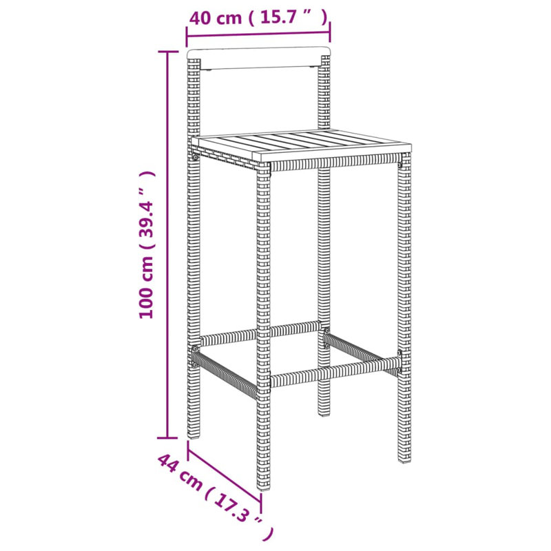 Tabouret de bar d'extérieur 30,7 po Dantonio, Noir