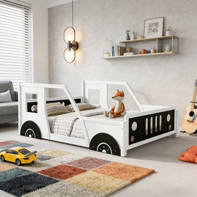 Lit plateforme classique avec roulettes en forme de voiture