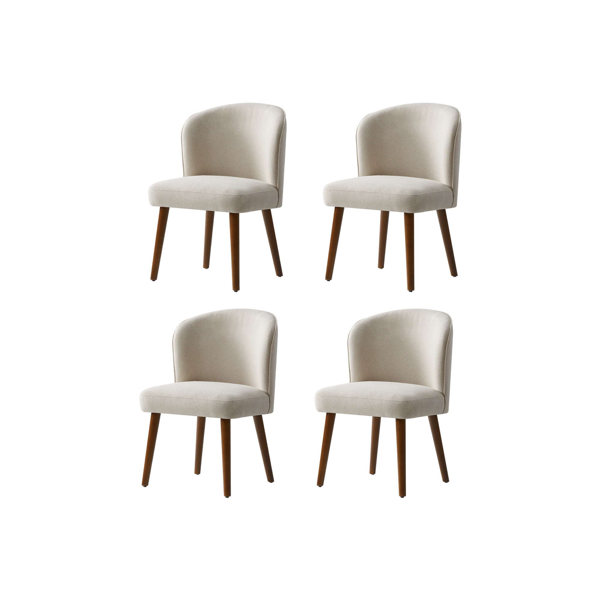 Palmdale Mid-Century Modern Upholstered Dining Chair Set, Linen, 4