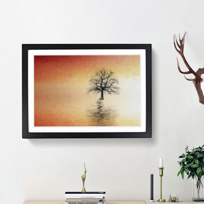 Tree Reflection at Sunset in Abstract - Picture Frame Painting Print
