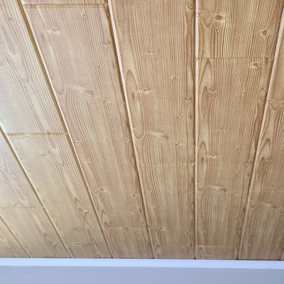 Glue Up Styrofoam Ceiling Planks For a Stunning Shiplap look with easy installation, Pack of 24