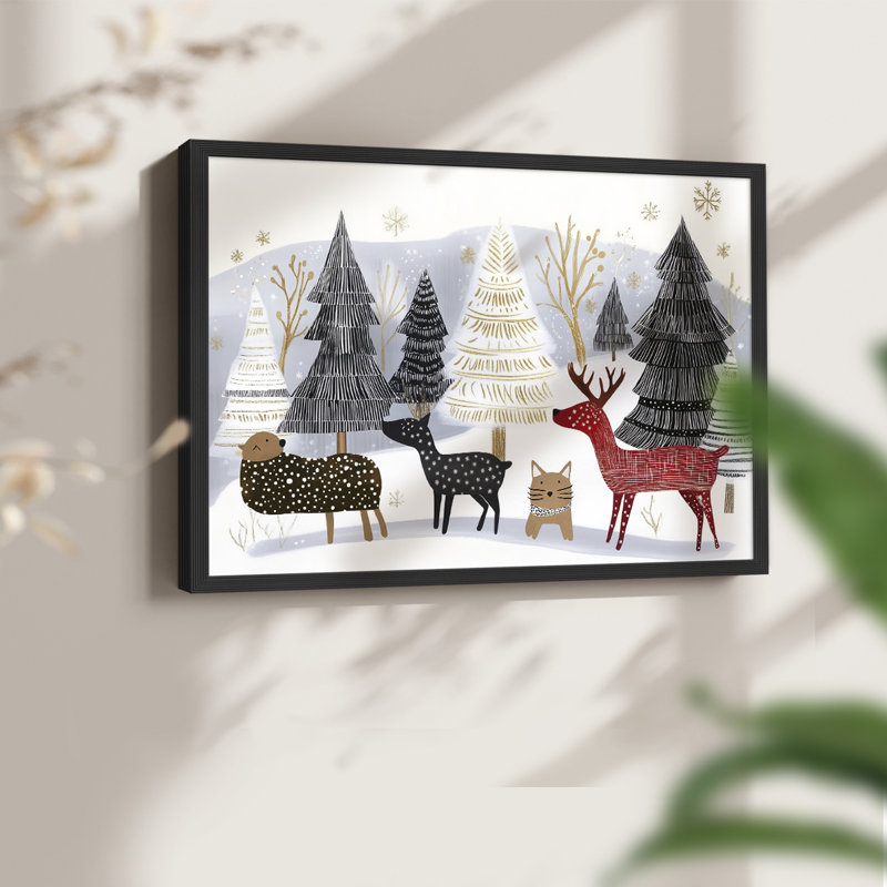 Art de Noël - DCXCII - Reproduction encadrée - Restickable, H 8 po x l 10 po, Noir, noir, noir, noir