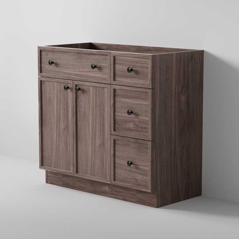 36" Freestanding Farmhouse Single Bathroom Vanity Cabinet Base Only, without Sink Top, Walnut