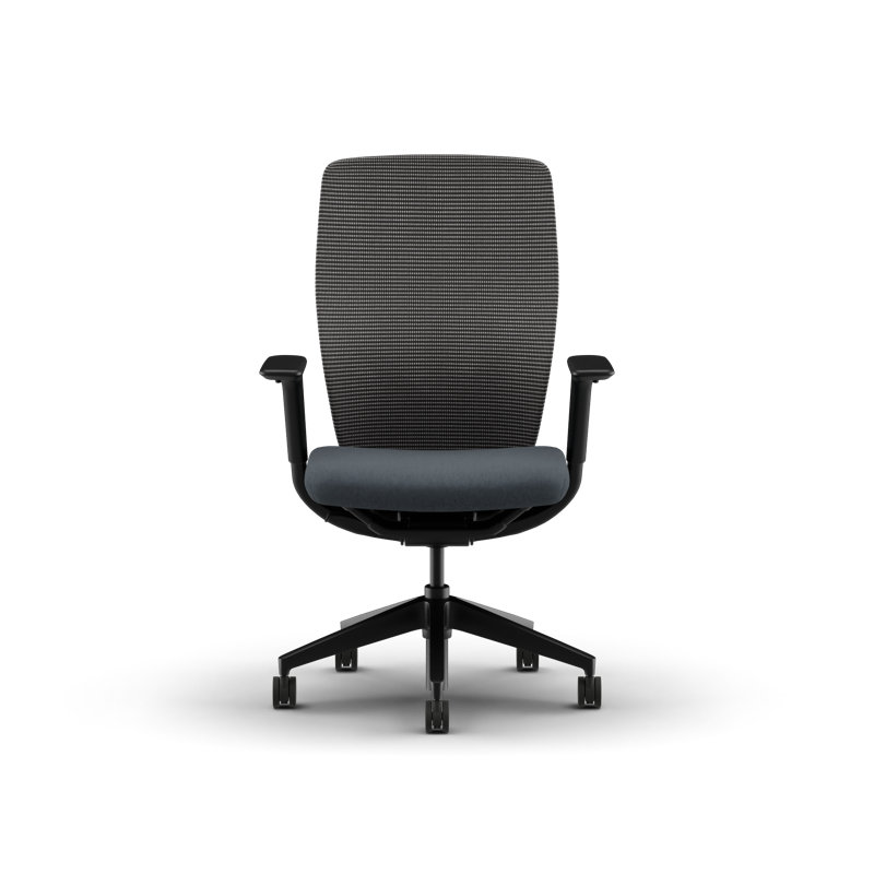 Chaise de travail à dossier en filet HON Flexion, cylindre standard, filet noir, structure noire, Noir, OBSCURITÉ