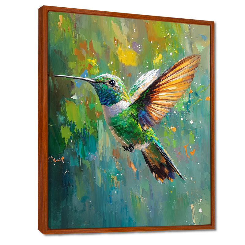 Allis Emerald Hummingbird Jewels In Flight II - Hummingbird, art mural, Brun, Impression encadrée flottante