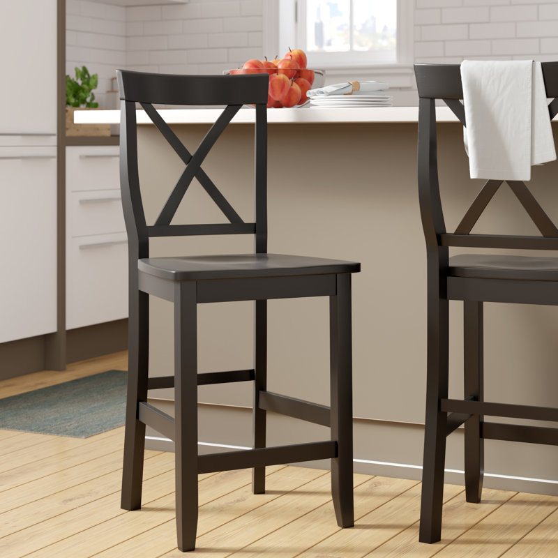 Diamondback Solid Wood Counter Stool, Black, Counter Stool (24" Seat Height)