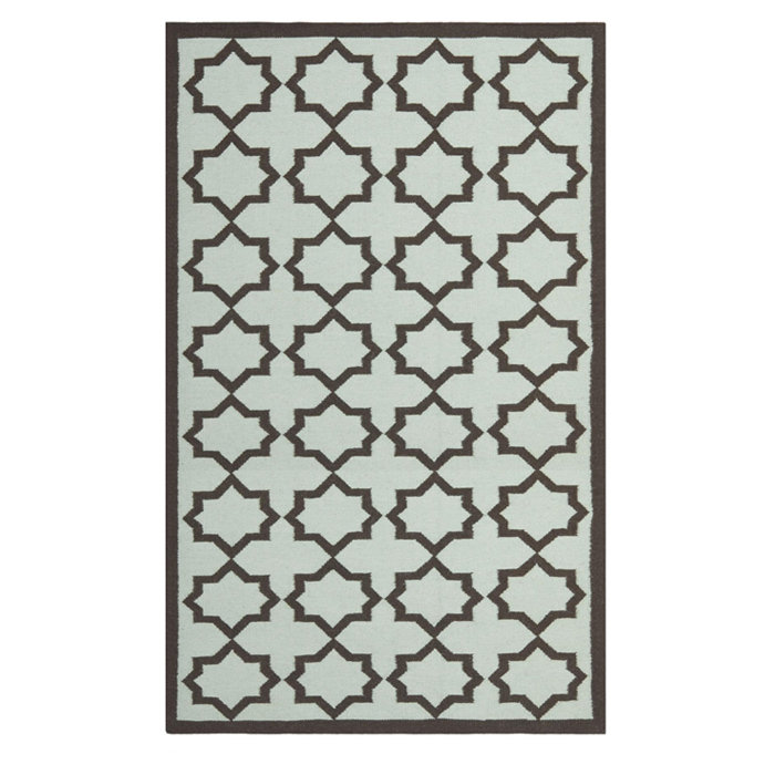 Warren Hand Woven Flat Weave Wool/Cotton Geometric Rug in Light Blue